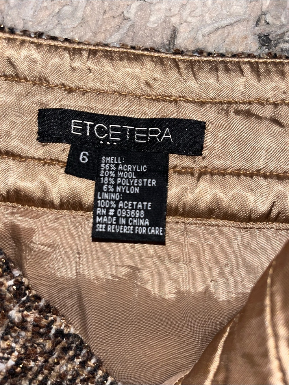 Wool blend Etcetera Brown Tweed Skirt with pockets - Picture 2 of 5